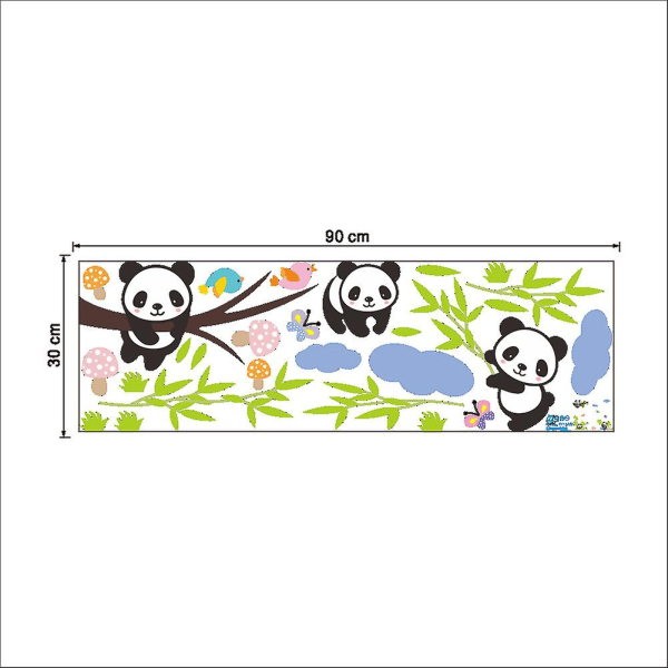 1kpl Seinätarra söpö panda puu bambu linnut pilvet seinätarrat lastenhuoneisiin huoneen sisustustaide pvc-seinätarra
