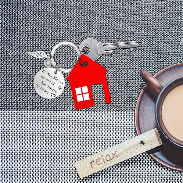 Nyckelring - Inte systrar av blod, men systrar av hjärta | Bästa vän-gåvor kompatibla med kvinnor | Vänskapspresent födelsedag | Systernyckelring