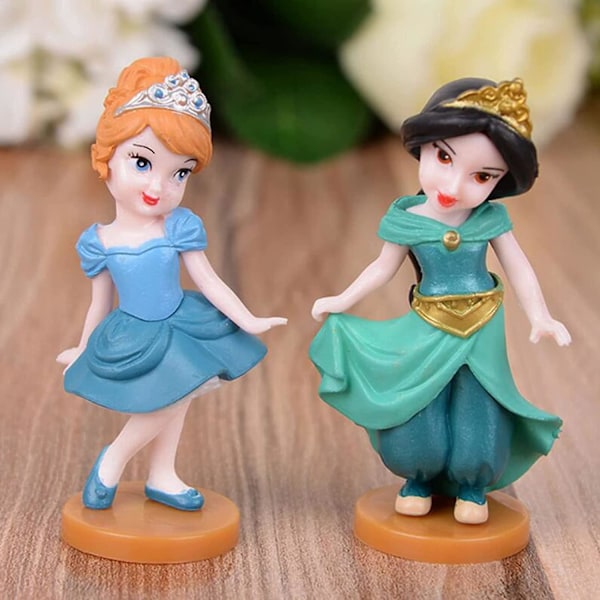 Söt Miniatyr Prinsessdocka, 6 st Mini Söt Flickprinsessa Leksaksdocka Set Tårta Topper Dekoration Växtkruka Hantverk Dockhus Dekor