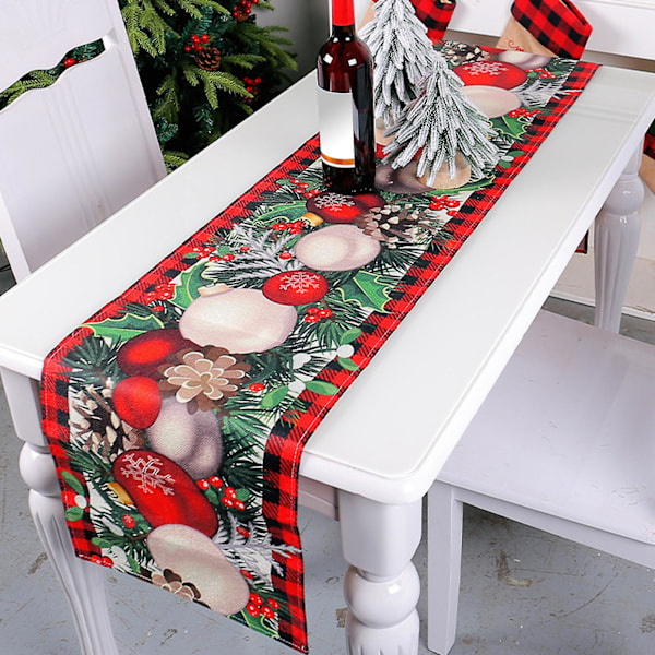 Julbordstablett Grön Tomte Händer Träd Boll Tryck Jultema Matbord Duk Cover (B)