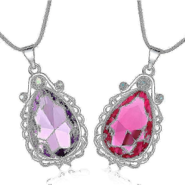 2 st Sofia den första Amulett och Elena Prinsessa Halsband Tvillingsyster Tårdroppe Halsband Magiska Smycken Gåva till Flickor