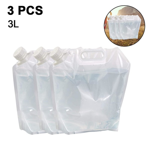 Hopfällbar vattenbehållare, Bpa-fri vattenbärare i plast, hopfällbar vattenpåse utomhus för sportkamera (3L）