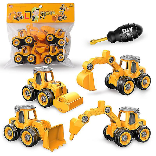 Barnens Byggleksaker DIY Skruvteknikfordon Grävmaskin Vägvals Bulldozer Barnpresent (B)