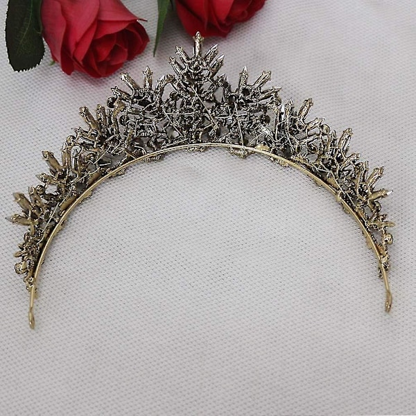 1 st svart krona tiara barock drottning krona svart bröllop tiara för kvinnor Halloween fest