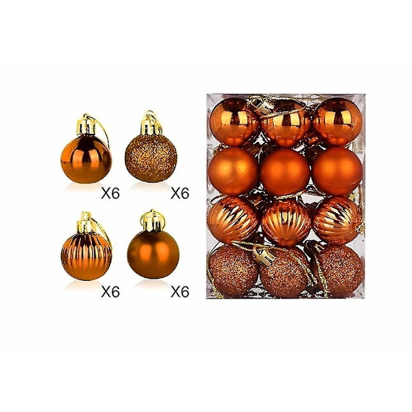 48 st julgranskulor (brons), kuldiameter 30 mm/1,18 tum, oförstörbara juldekorationer
