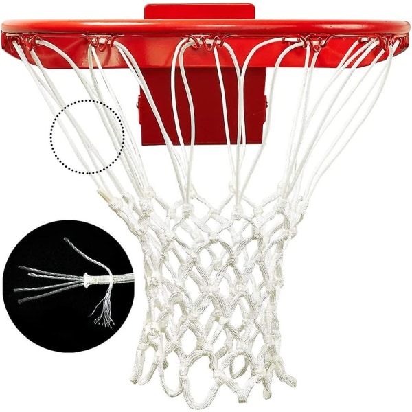 Profesjonelt basketballnett, kraftig tykt nett passer til standard innendørs og utendørs 12-løkker felger (rød, standardstørrelse)