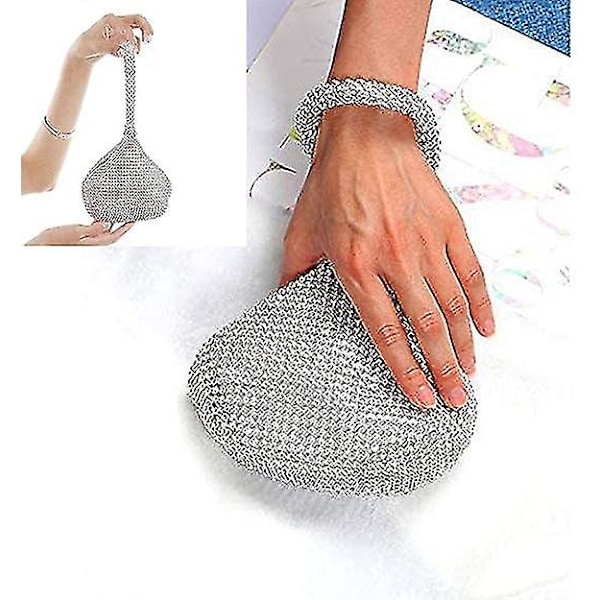 Kvinders Aftenspose Glimtende Rhinestone Taske Trekant Designer Kæde Clutch Taske Fest Prom Bryllup Taske (Sølv)