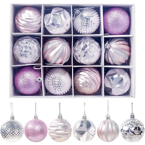 Paket med 12 st Julgranspynt Juldekorationer Presenter Dekorationskulor 6cm 12 Förpackade PVC Chr