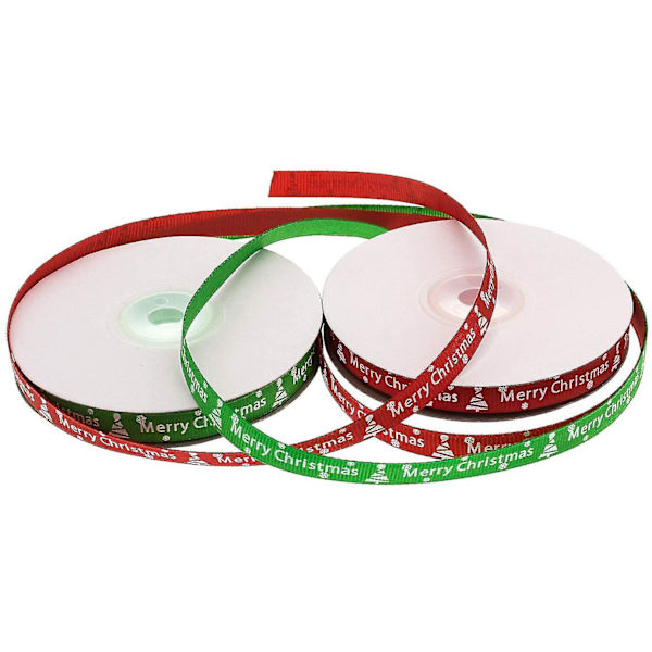 50 Yards 3/8 Tommer Merry Christmas Trykt Grosgrain Bånd Jul