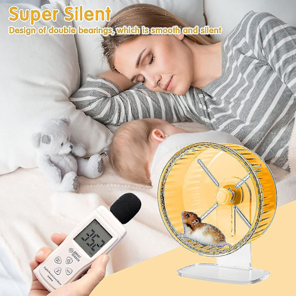Hamsterhjul Lydløs, 18 cm Super-stille Hamsterløbehjul Med Justerbar Stativ, Stille Spinner Hamsterløbehjul Til Hamstere, Gerbiler, Dværg