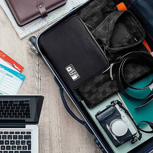 Kannettava digitaalinen säilytyslaukku USB-laite vedenpitävä kaapelijärjestäjäpussi, musta