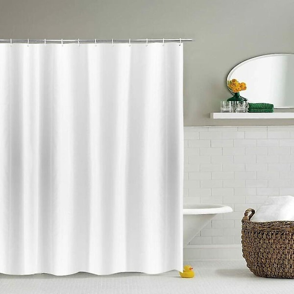 EXTRA LÅNG HÖG DUSCHGARDIN vit för badrummet, bred badrumsgardin i antimögelpolyester, vattentät för badkaret, bredd 180 x hö