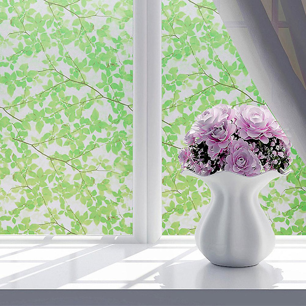 Frostad Blomsterblad Dekal Balkong Badrum Dörr Fönster Dekorativ Glasfilm (9#)