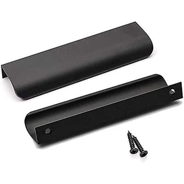 Set med 2 osynliga kökshandtag Noi 128 Svart kökshandtag i aluminiumlegering Möbelhandtag Centrumdistans 128mm