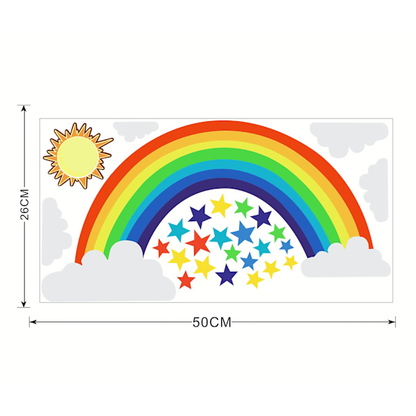 En uppsättning regnbågsväggdekaler stjärnor sol moln väggdekaler för vardagsrum sovrum kontor väggdekor