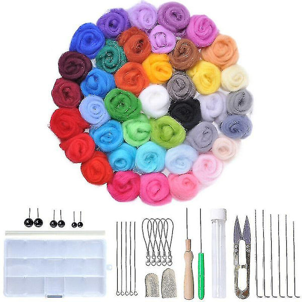 1 Sæt 40 Farver Uld Filtnåle Værktøjer Nålefiltning Måtte Starter DIY Kit Gave Niuniu