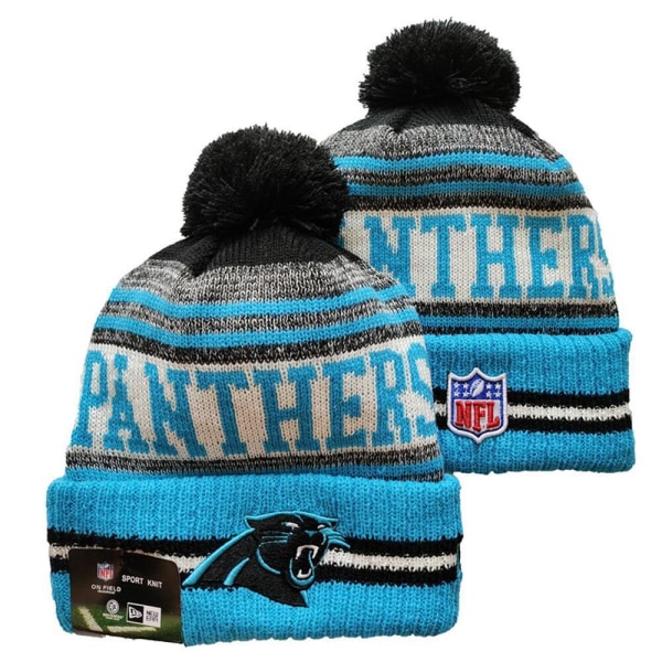 NFL Aldult Unisex American Football Sport Strik Beanie Hat Fleeceforet En størrelse passer til de fleste Carolina Panthers