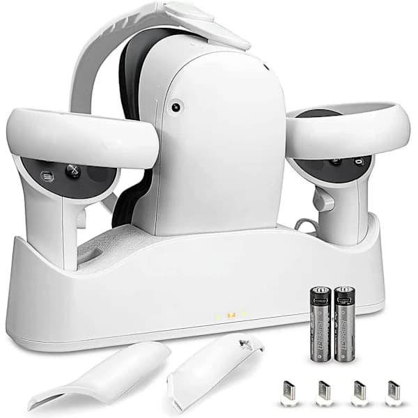 /EA/Laddningsstation för Oculus Quest 2, stöder magnetisk laddning av dubbla handkontroller och VR-tillbehör för headset