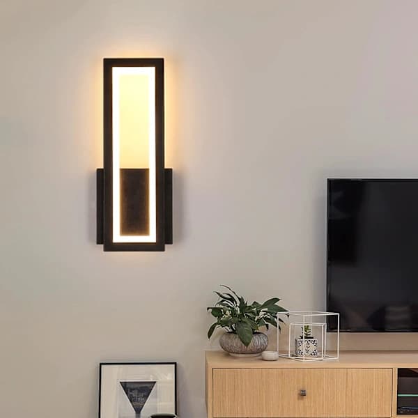 /EA/LED-vegglamper innendørs, svart moderne enkel rektangulær vegglampe