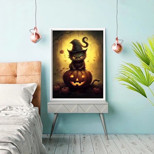 /EA/30x40cm DIY Halloween Diamantmaleri Tilbehør, Spøgelseskat 5D