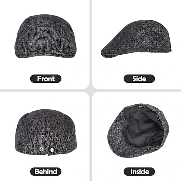 /EA/Menn Beret Flat Cap Golf Kjøring Newsboy Hatt Flat Cap - Ullfilt