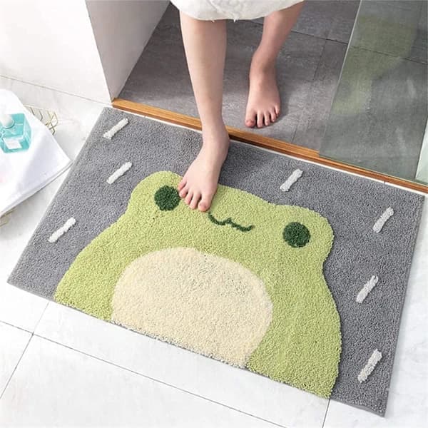 /EA/Bath Mat 40x60 cm, Absorbent Non-Slip Soft and Skin-Friendly Bathroom Mat Frog Pattern