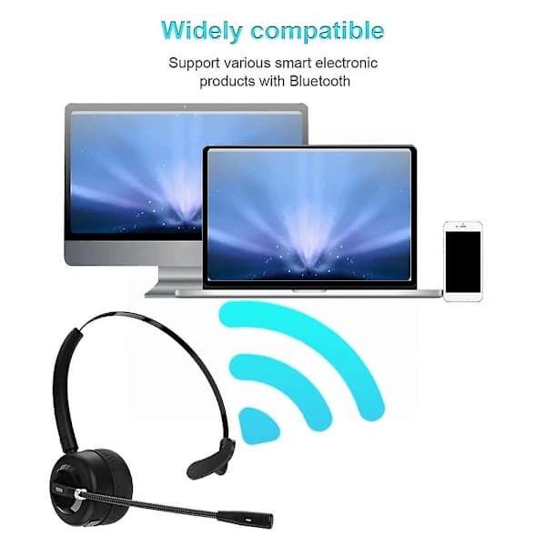 /EA/Bluetooth-headset med mikrofon til callcenter A8 Trådløst headset med støjreduktion til pc-computere og telefoner, sort