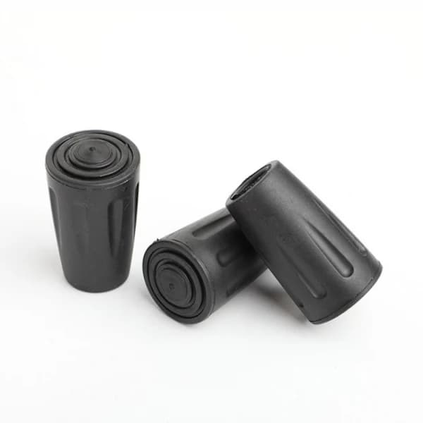 /EA/4-pak - Gummifødder til gåstave 11mm / Vandrestave Sort