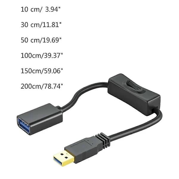 /EA/Data Sync-kabel USB3.0 Forlængerledning USB Forlængerkabel med ON OFF-kontakt 0,5m