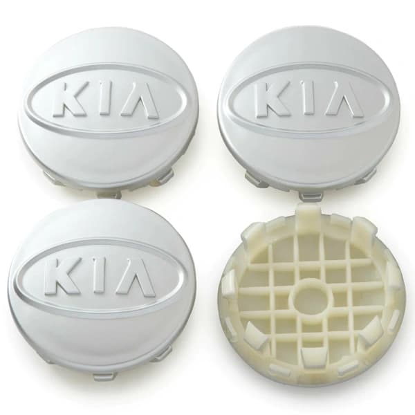 4-pak - Kia Navkapsler / Hjulnavsemblem - B Sølv 58mm