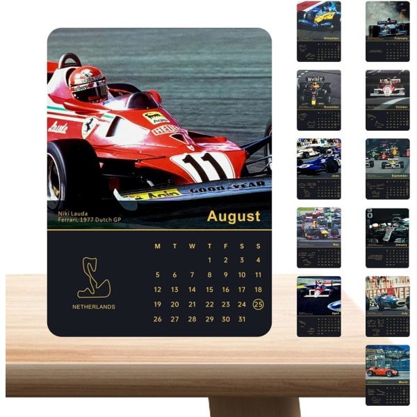 F1 Calendar 2024 Desk Calendar – Formel 1 racingprogram skrivebordskalender med racingbilder