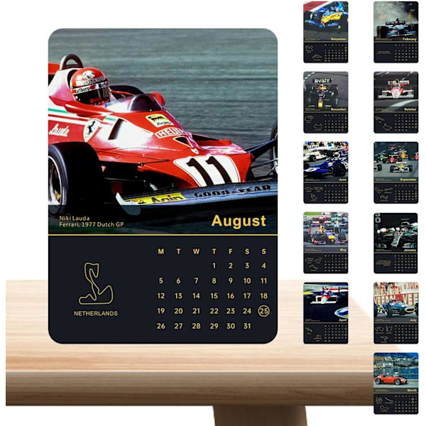 F1 Kalender 2024 Bordskalender – Formel 1 racingprogram bordskalender med racingbilder