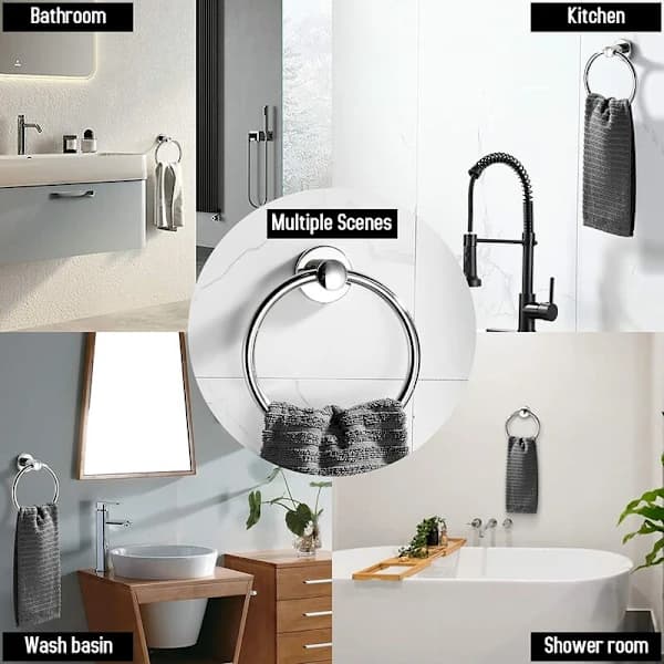 /EA/ Handduksring i modern stil, 304 rostfritt stål, förkromad badrumstillbehör (handduksring)