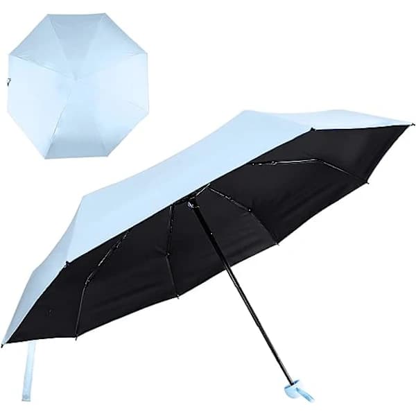 /EA/ Sammenfoldelig rejseparaply, 8 ribber mini paraply Blå