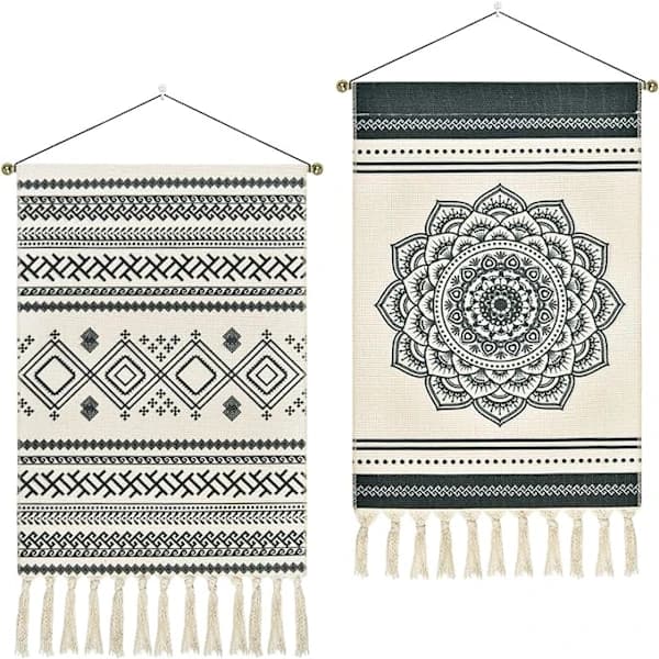 /EA/2 stk. Macrame vævede gobeliner Bohemian Mandala gobeliner Geom