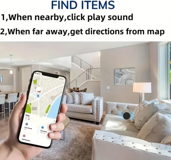 Mini Bluetooth-tracker för föremål, 2-pack, bärbar nyckelhittare med app-varning för bagage, plånbok, husdjur, barn, svart & vit