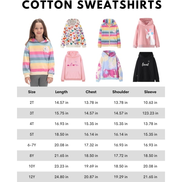 Unicorn sweatshirts för flickor Toddler och barn II Little Girl's Pullover TopsA to rainbow 3T