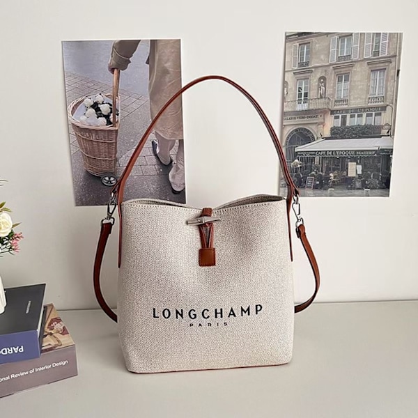 Dam Tote Väska med Dragkedja Hinkväska Axelväska med Fickor Casual Crossbody Handväskor med Justerbara Axelremmar Mode Dam Sommar Simplic Brown