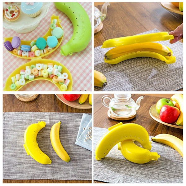 3 Bananlådor Portabel Bananskyddare i Plast Skyddsbehållare Förvaringslåda Ställ green