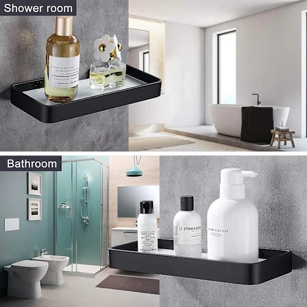 /EA/ Rektangulær badeværelsesopbevaringshylde i hærdet glas