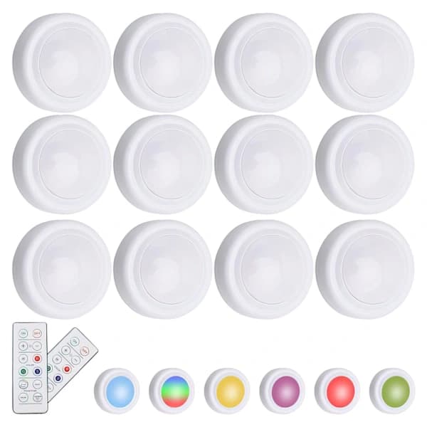 /EA/12-pack - LED-spotlights med fjärrkontroll - Trådlös Multicolor MultiColor MultiColor 12-Pack