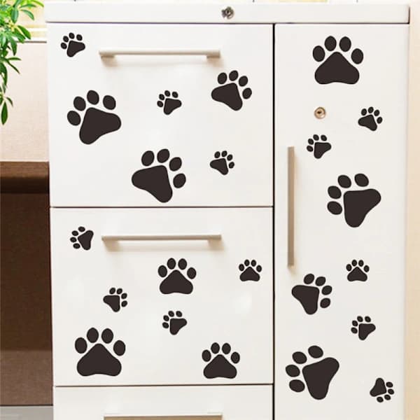 /EA/Svart hund katt tassavtryck väggdekal för sovrum, hem, diskmaskin