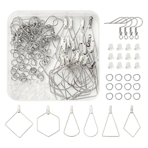 /EA/Sølv 304 Rustfrit Stål Håndtag Bag Øreringe Ørekrog Fund Øreringe Kit