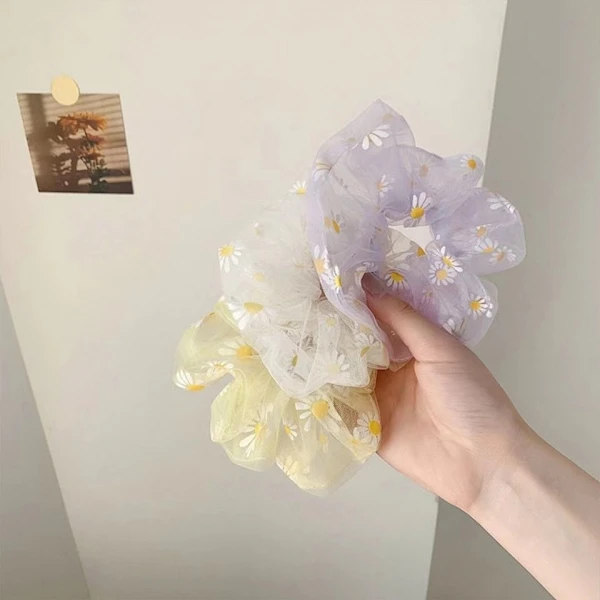 /EA/Hår Scrunchie Elastiskt Hårband Gummiband Hårband Organza Da