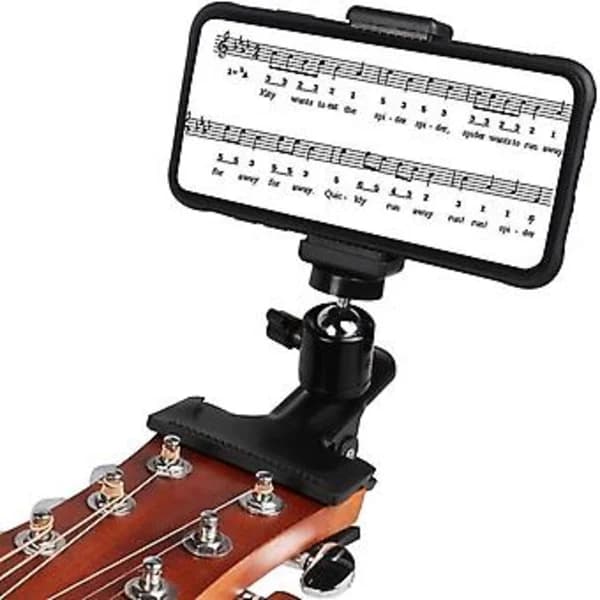 /EA/Telefonhållare - Smartphonehållare - Gitarrbas Telefonhållare - Live Broadcast Bracket Clip - Gitarrhörlurshållare - Plast - Svart