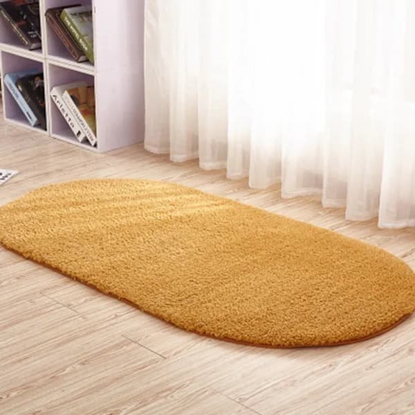 /EA/Oval tjock plyschmatta för vardagsrum sovrum-Khaki 80*160cm