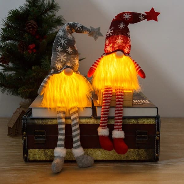 /EA/1 x Grå Juledukke Langben Lysende Ansigtsløs Rudolph Dekor