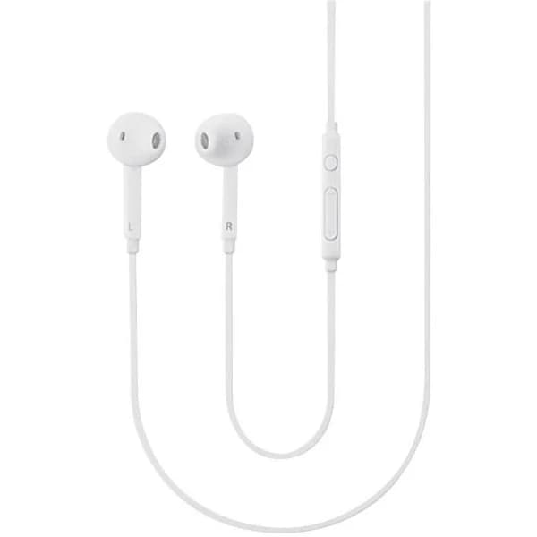 In-ear-hodetelefoner med ledning, hvit, volumkontroll, headset