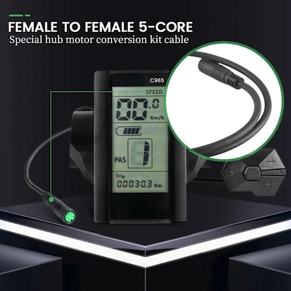 /EA/Elcykel Ebike 5-polet Hon-Hon Displayforlænger til Mellem Motor BBS01/bbs02/ sort