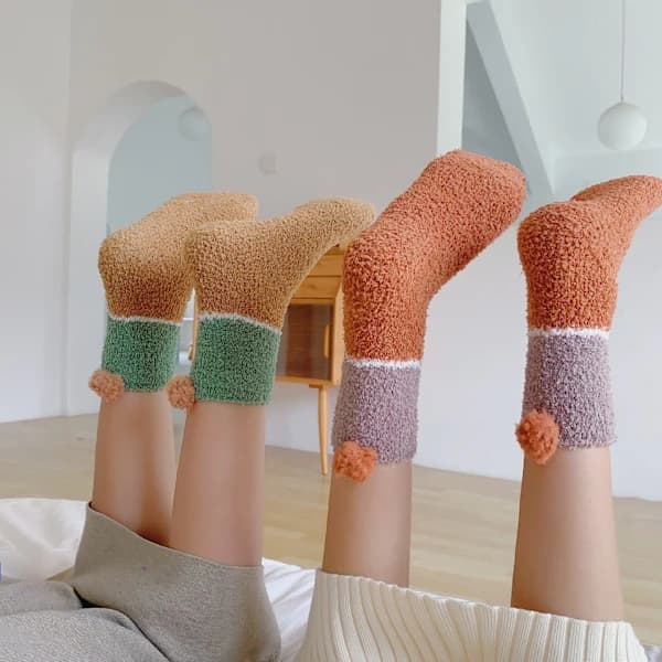 /EA/Damestrømper 5 par pigestrømper Cupcake Bløde, fluffy hjemmesko søde
